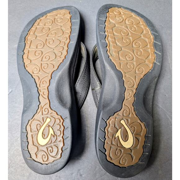 Olukai Ohana Black Thong Sandals WOMENS SIZE 8 Flip Flops Casual Summer Beach - Picture 6 of 9